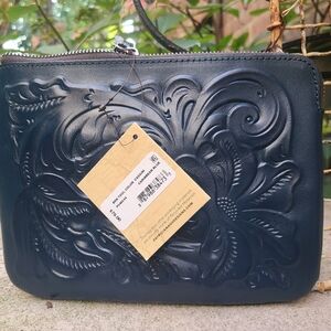 Parricia Nash Tooled Leather Cassini Wristlet Caribbean Blue NWT